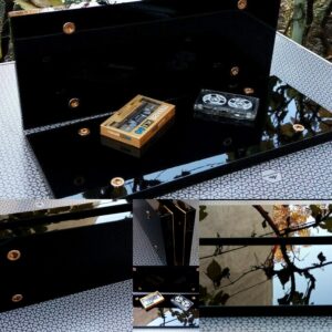 For PIONEER M-73 AMPLIFIER – SIDE PANELS GLOSSY BLACK MDF / GOLD CAPS