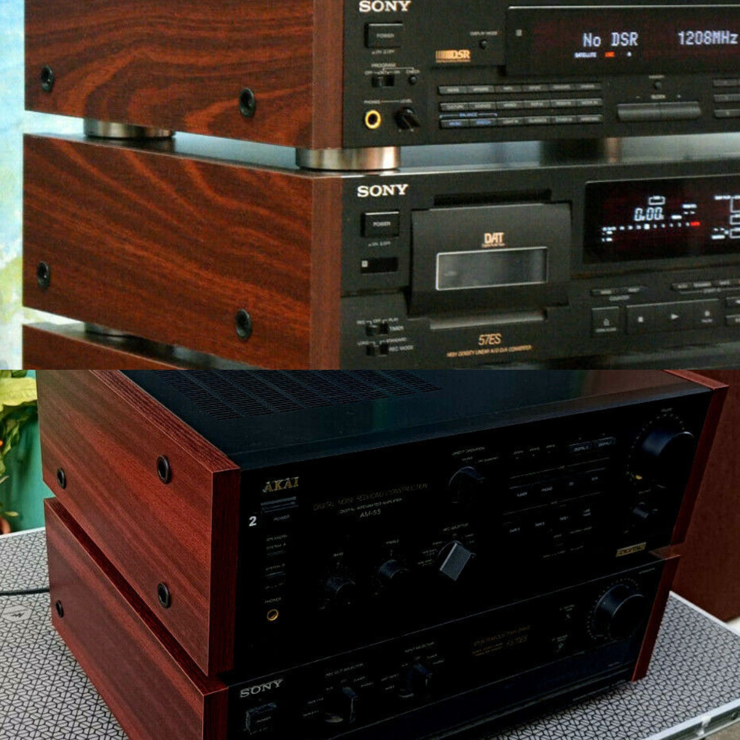 FOR PIONEER M-73 AMPLIFIER – SIDE PANELS MAHOGANY PAL / BLACK CAPS - imagine 3
