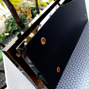 FOR PIONEER AMPLIFIER – SIDE PANELS / SEITENTEILE / PANNEAUX LATÉRAUX / ZIJPANELEN – 424 x 152 mm – GLOSSY BLACK + GOLD